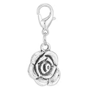 🌹NEW Silver Rose Mini Bag Charm/ Zipper Pull Charm/ Keychain